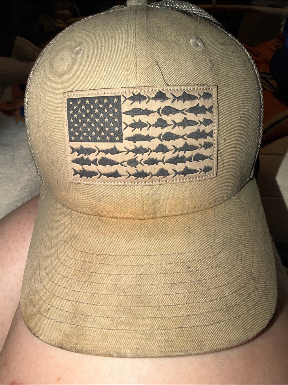 Columbia Khaki and Navy Mesh Interior Outdoors Cap